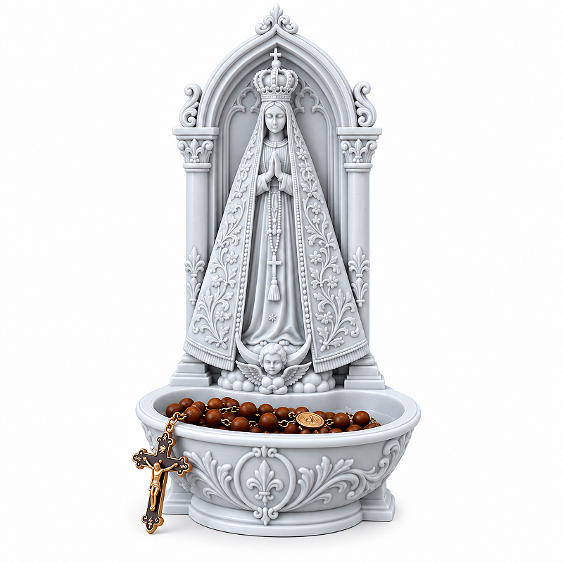 Porta Terço Nossa Senhora Aparecida 15 cm Imagem Religiosa para Rosário e Decoração Católica