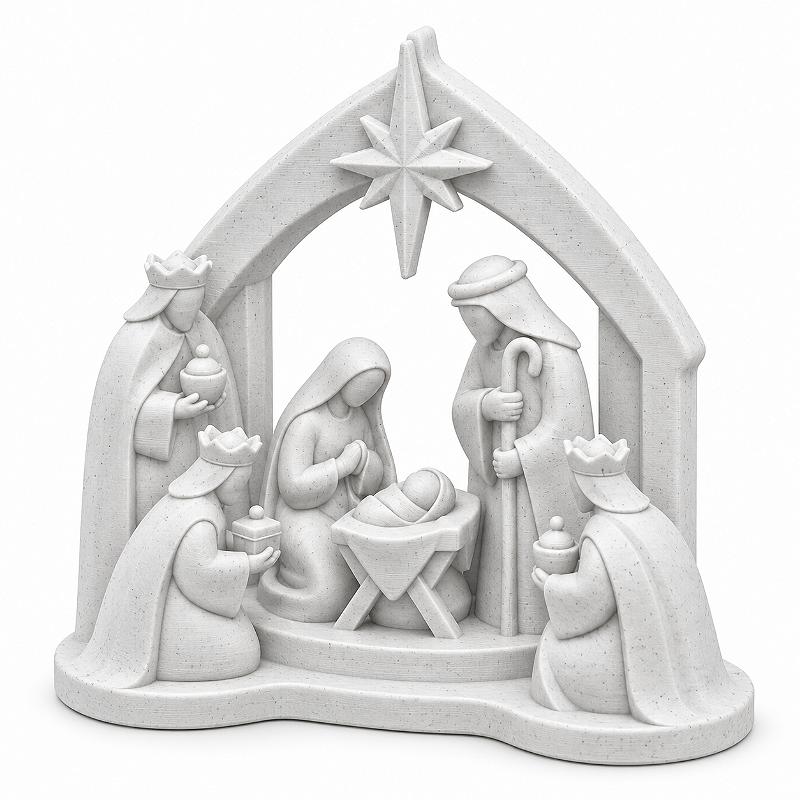 Presépio Natalino Sagrada Família 3 Reis Magos 15cm