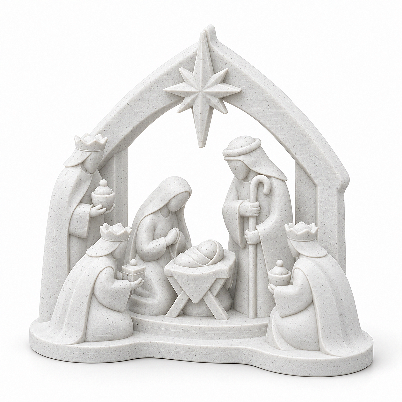 Presépio Natalino Sagrada Família 3 Reis Magos 15cm
