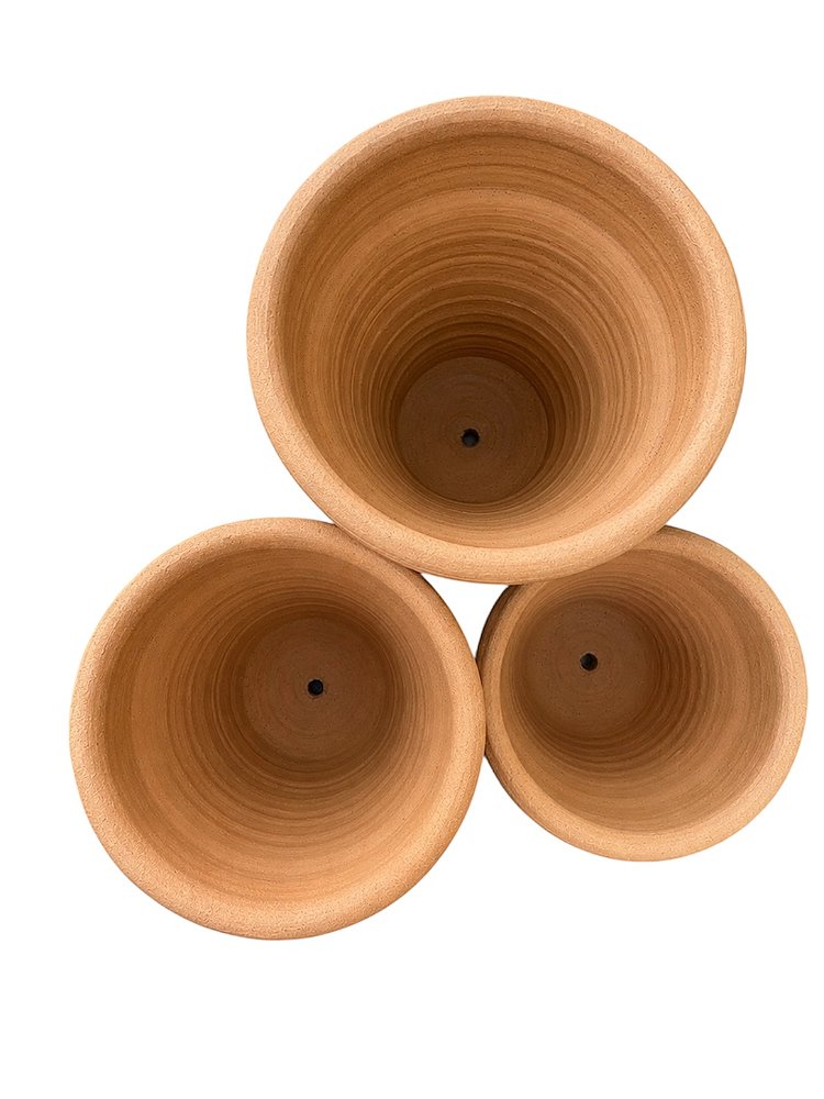 Kit 3 Vasos de Barro Terracota Natural