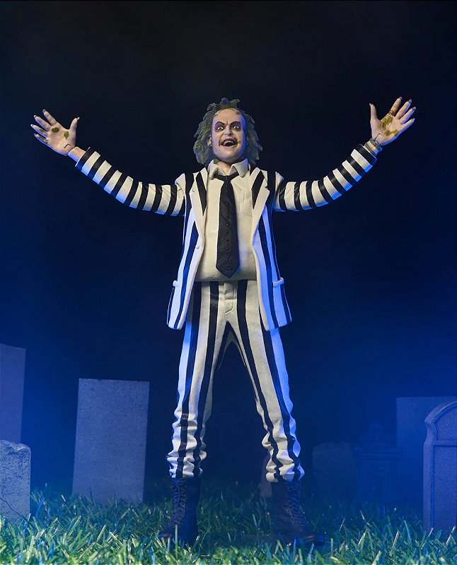 Action Figure Beetlejuice 1988 Black and White Striped Suit - Original NECA