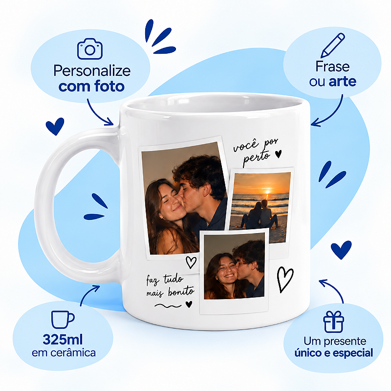 Caneca Personalizada com Foto, Frase ou Arte – 325ml