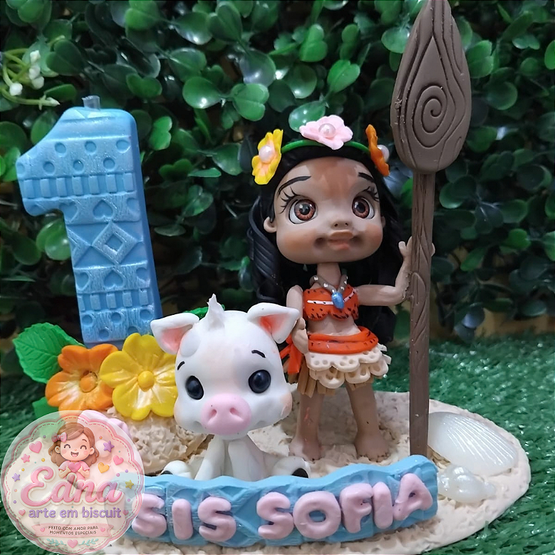 Topo de Bolo Personalizado - MOANA