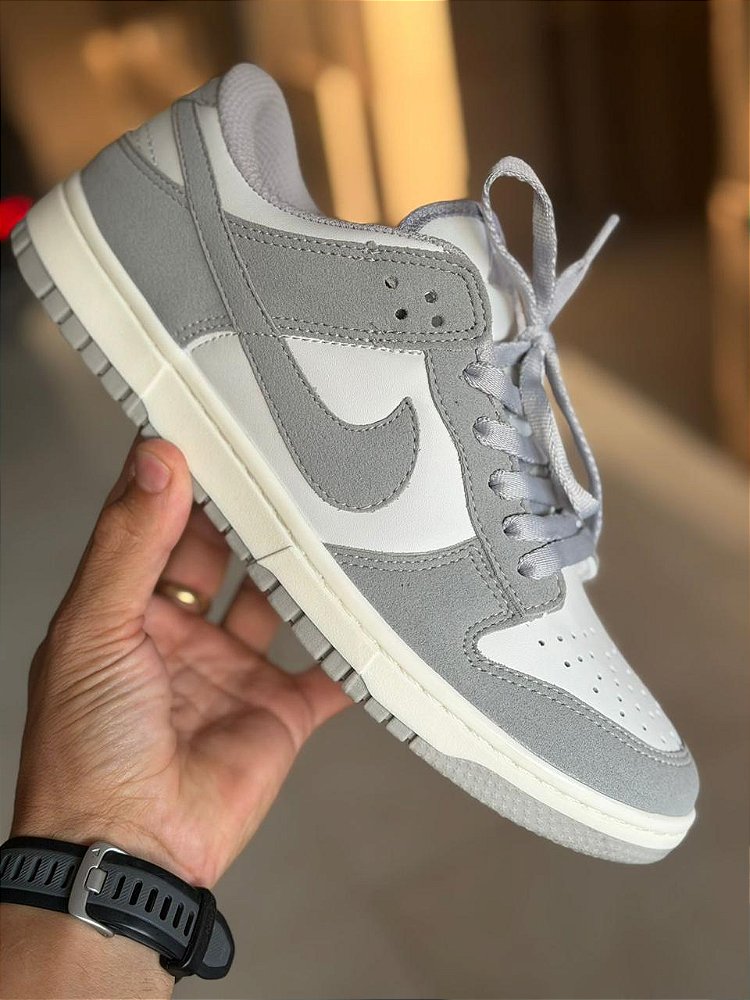 Tênis Nike Sb Dunk Cinza Couro texturizado