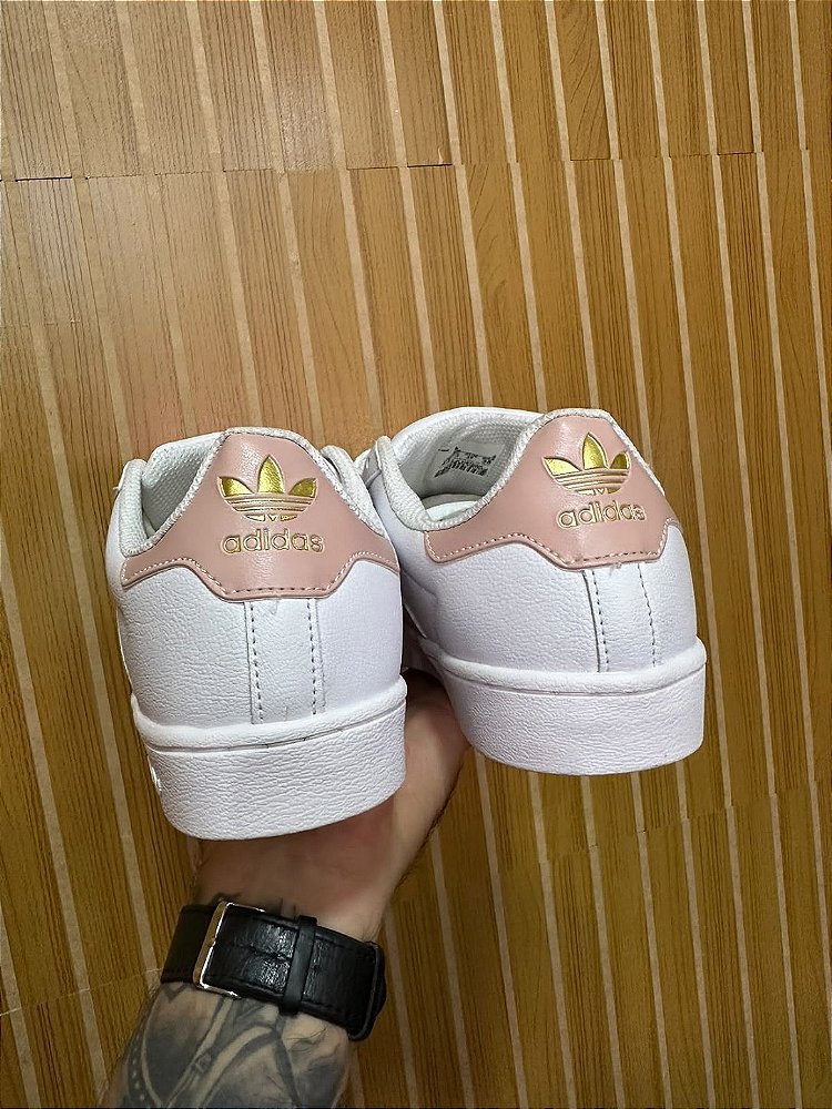Tênis Adidas Superstar Branco/Rosa Premium