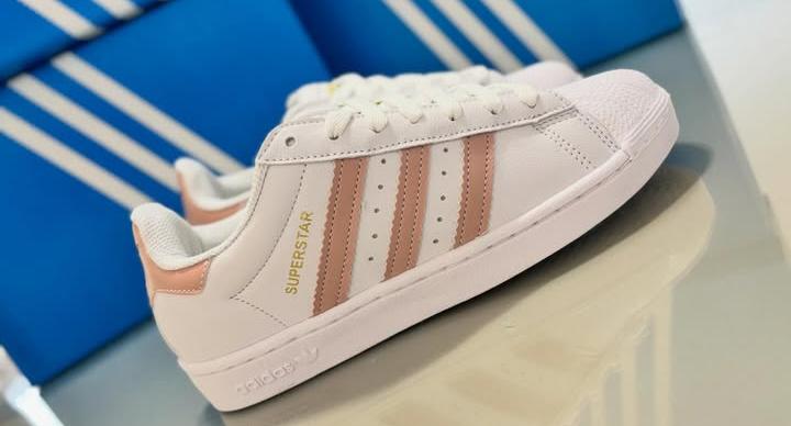 Tênis Adidas Superstar Branco/Rosa Premium