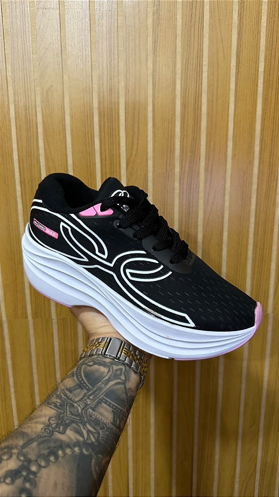 Tênis Olympikus Corre Preto/Rosa