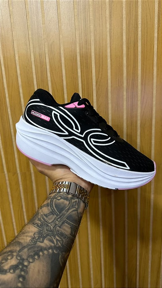 Tênis Olympikus Corre Preto/Rosa