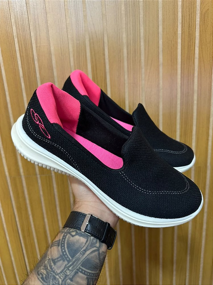 Tênis Sapatilha Olympikus Preto/Rosa/Branco
