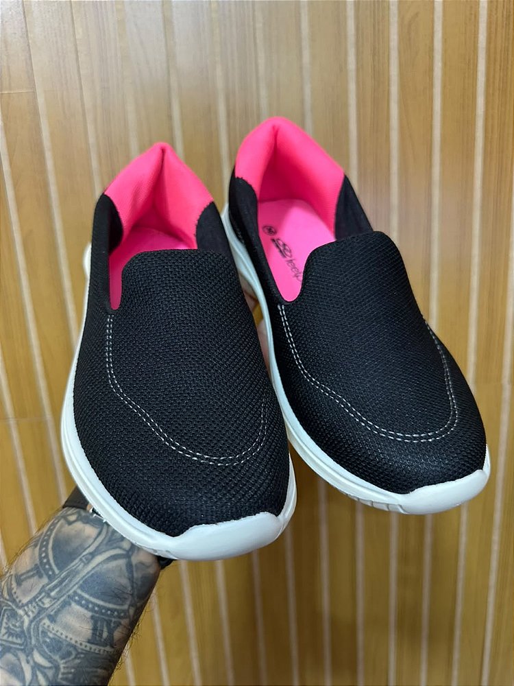 Tênis Sapatilha Olympikus Preto/Rosa/Branco