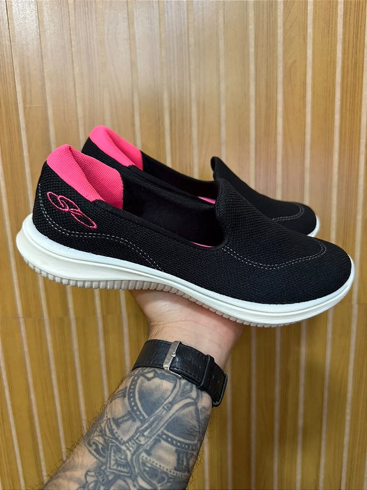 Tênis Sapatilha Olympikus Preto/Rosa/Branco