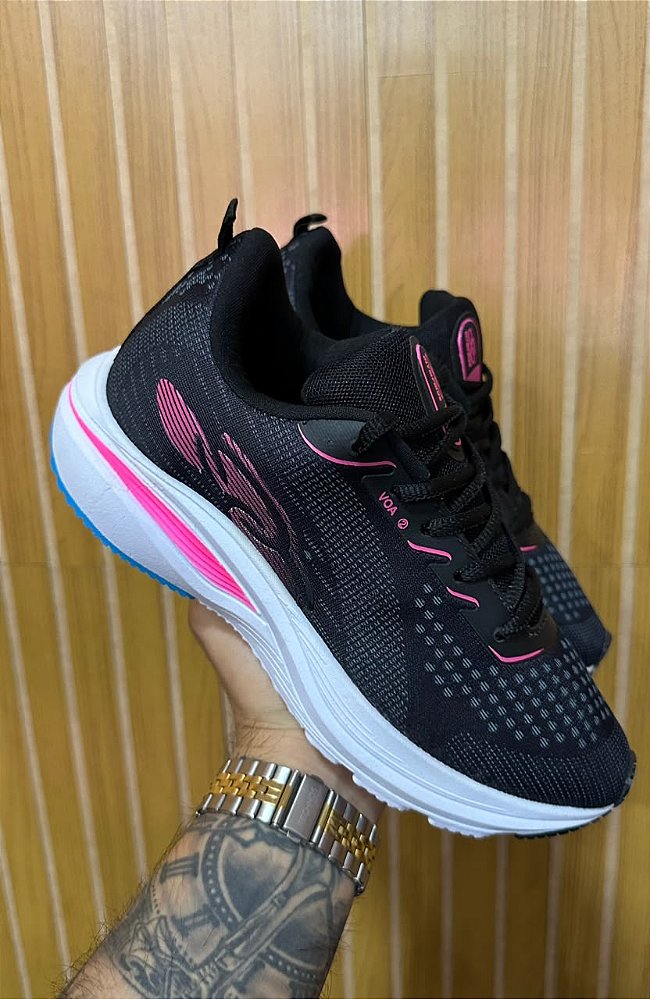 Tênis Olympikus Preto/Rosa/Azul/Branco