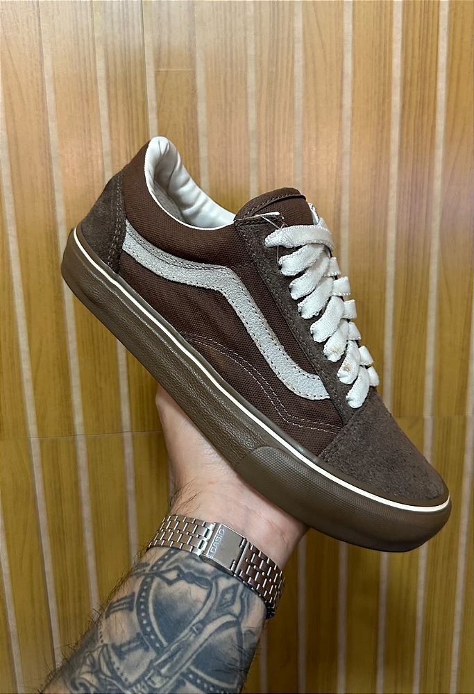 Tênis Vans Old Skool Marrom Couro Legítimo. OBS: Último Par Mostruário.