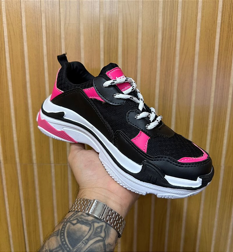 Tênis Balenciaga Preto/Branco/Rosa.