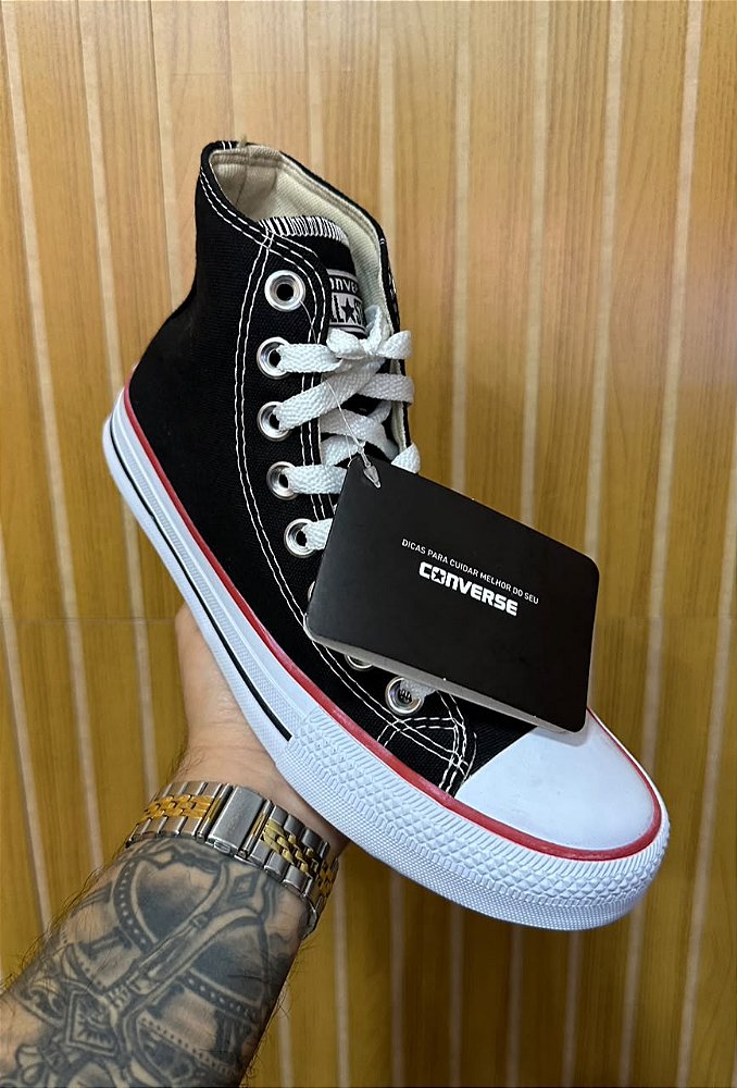 Tênis All Star Cano Longo Preto/Branco Premium.
