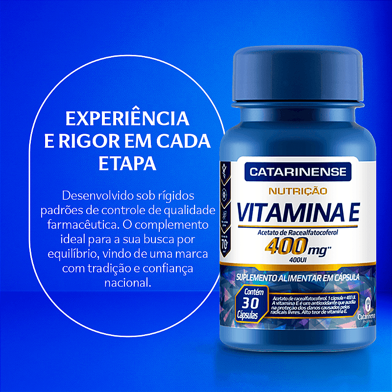 Vitamina E 400 UI Catarinense Nutrição 30 Cápsulas Antioxidante