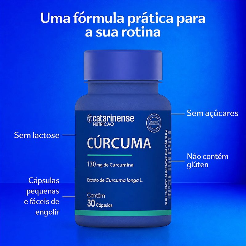 Cúrcuma 130mg Curcumina Catarinense Nutrição 30 Cápsulas