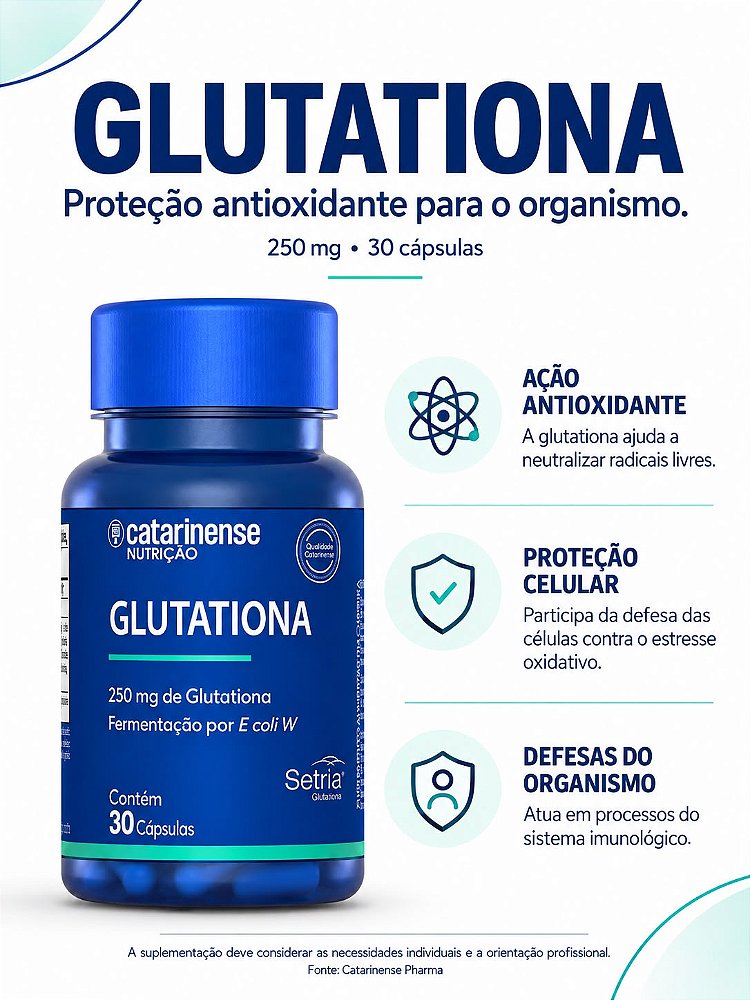 Glutationa 250mg Setria Catarinense Nutrição 30 Cápsulas