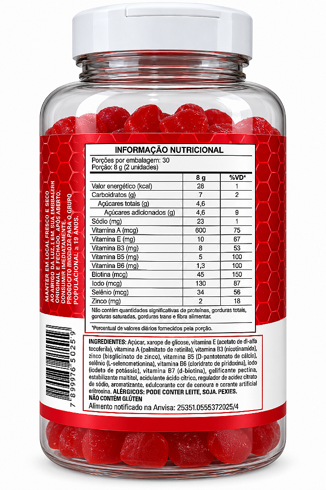 Vitamina Cabelo Pele E Unha Gummies Exx Nutrition 60 Gomas