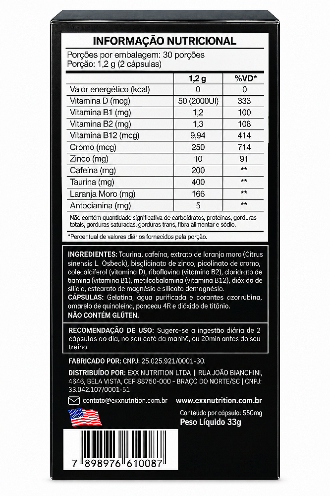 Exxdrenehd Termogênico Exx Nutrition 60 Capsulas