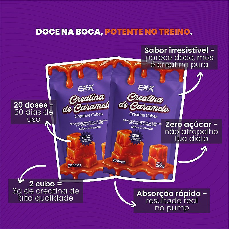 Creatina De Caramelo Rxx Nutrition 260g 20 Doses 3g 0 Açúcar