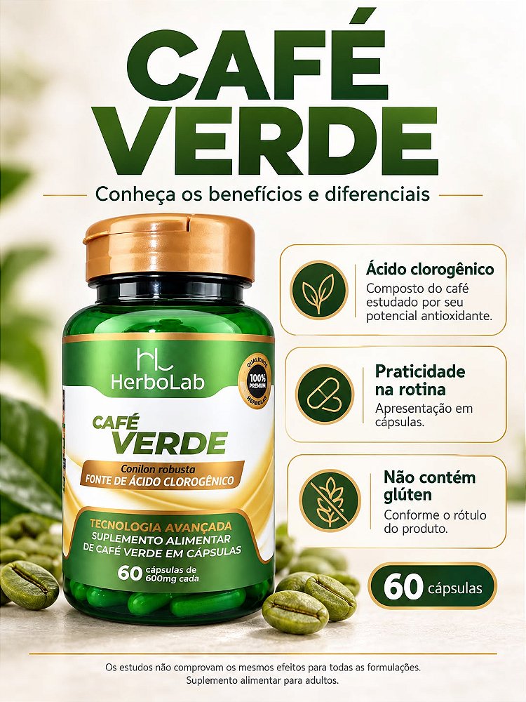 Café Verde 600mg HerboLab 60 Cápsulas