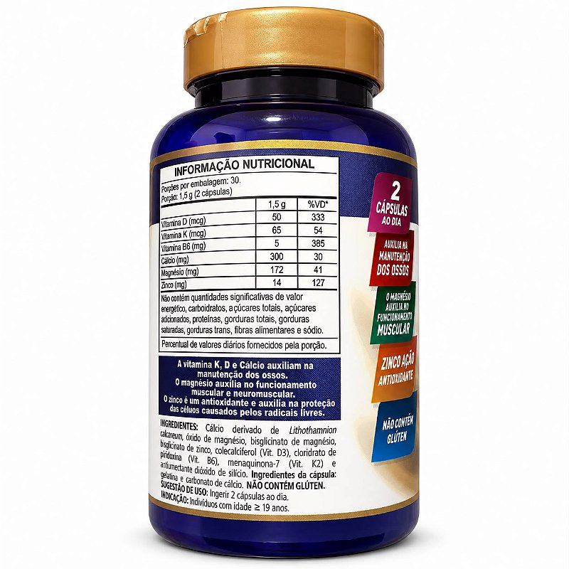 Calcio Mdk + Zinco E B6 Herbolab 60 Capsulas