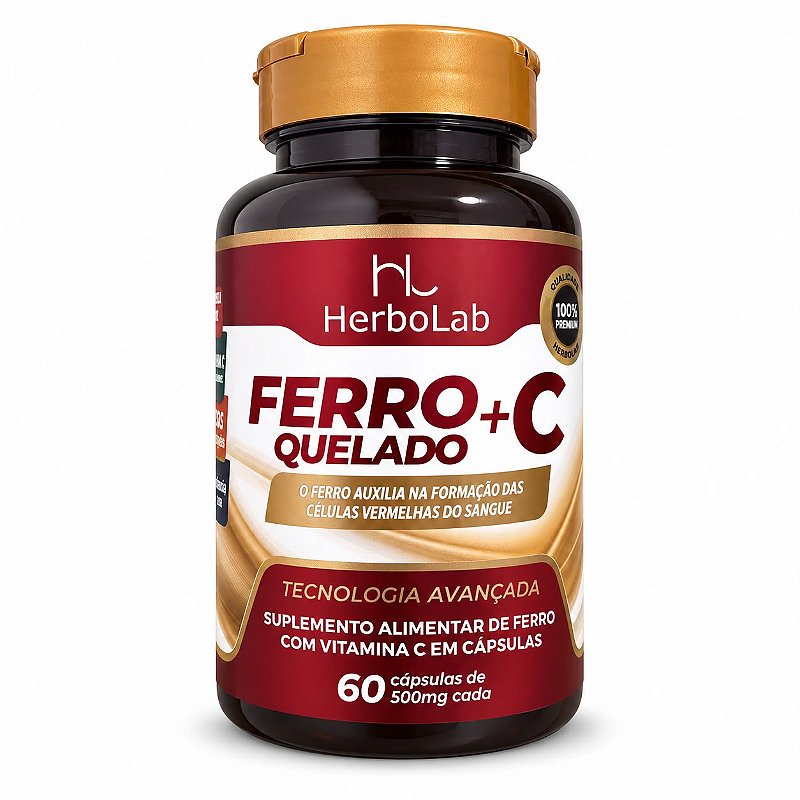 Ferro Quelado + Vitamina C Herbolab 60 Cápsulas