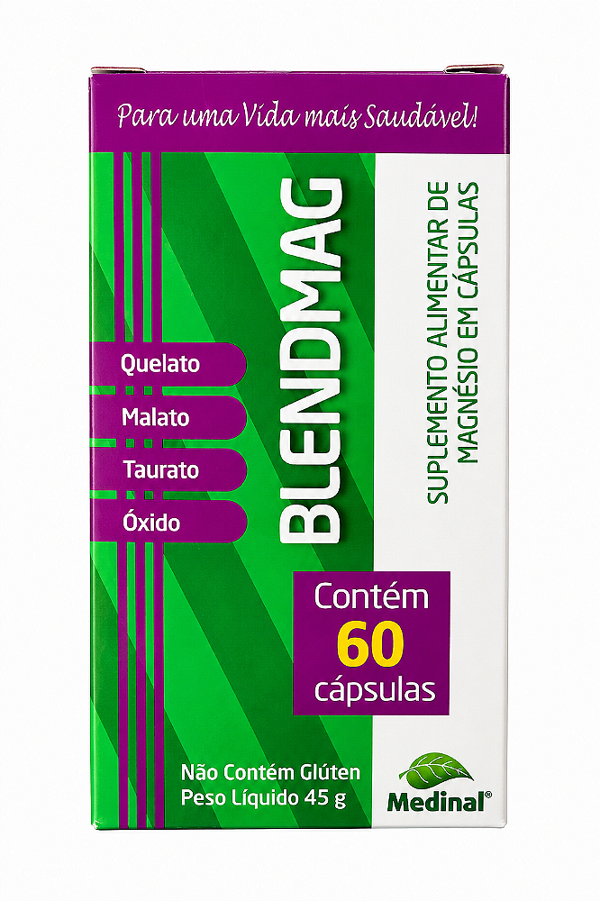 Blend Mag Magnésio Quelato Malato Taurato Óxido 60 Cápsulas Medinal