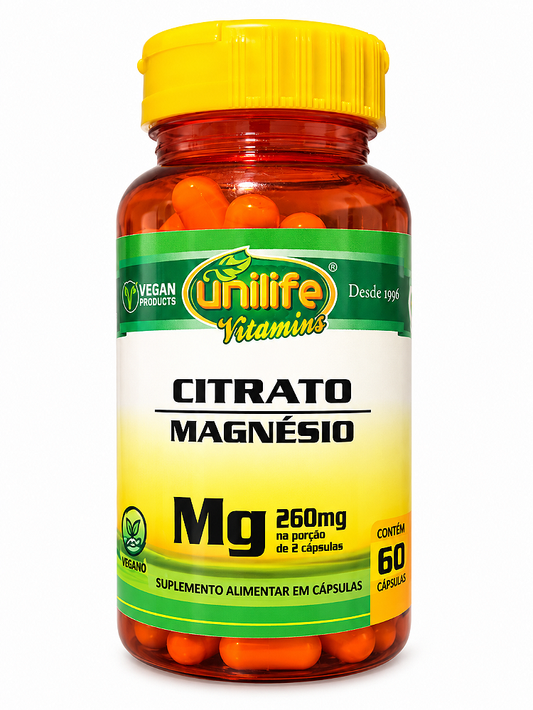 Citrato de Magnésio 260mg Unilife Vitamins 60 Cápsulas Vegano