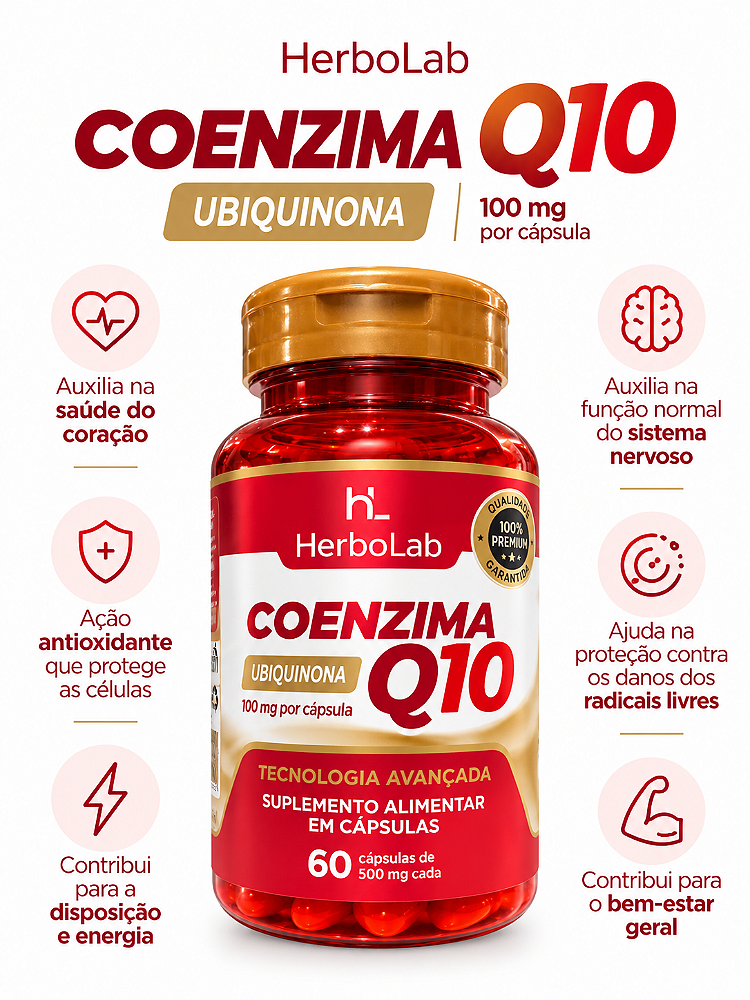 Coenzima Q10 100mg Ubiquinona HerboLab 60 Cápsulas