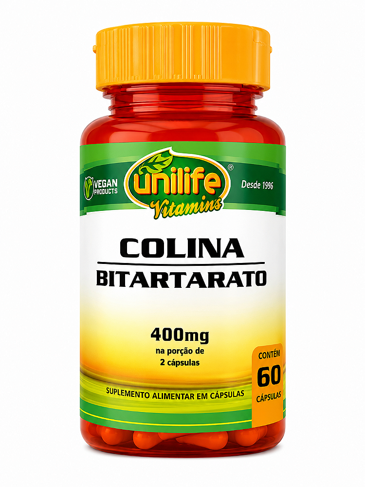 Colina Bitartrato 400mg Unilife Vitamins 60 Cápsulas Vegano