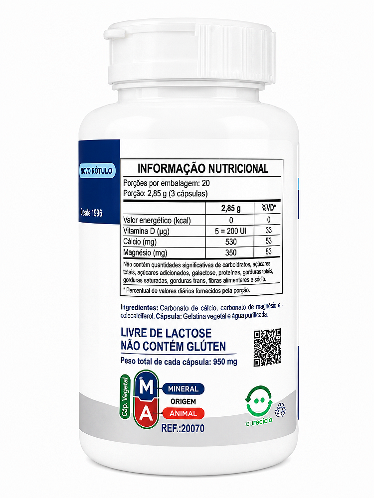Dolomita D Cálcio Magnésio Vitamina D Unilife 60 Cápsulas