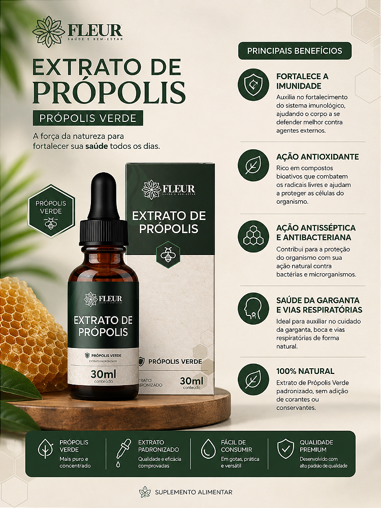 Extrato de própolis verde 12% Fleur- 30ml