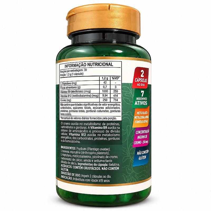 Herboslim+7 Cromo Triptofano Quitosana Psyllium 600mg 60caps