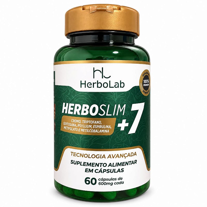 Herboslim+7 Cromo Triptofano Quitosana Psyllium 600mg 60caps