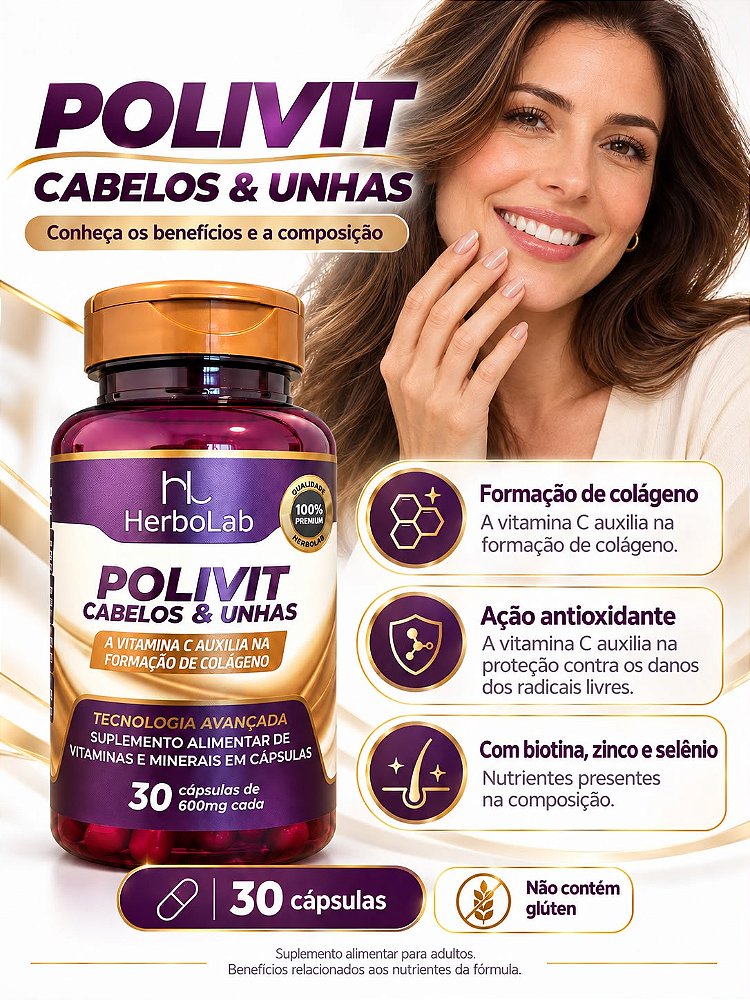 Polivit Cabelos & Unhas HerboLab 60 capsulas