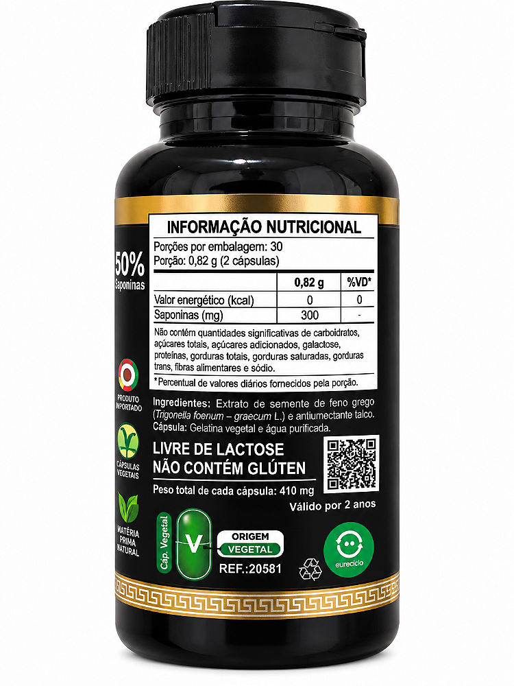 Feno Grego Premium - 60 Cáps 410 Mg 50% saponinas