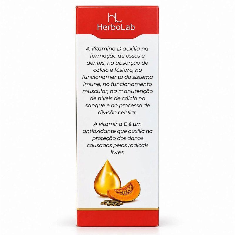 Óleo de Semente de Abóbora Gotas D3 + Vitamina E HerboLab 30ml