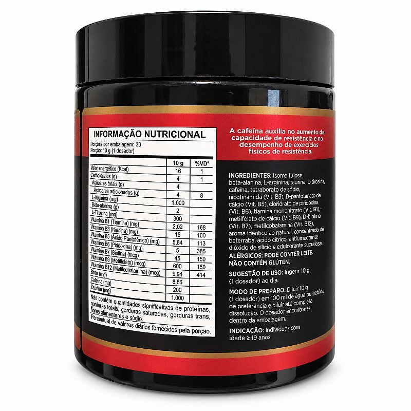 Pré-Treino HerboLab Sabor Melancia 300g – Com Palatinose, Beterraba e Complexo B