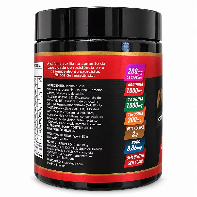 Pré-Treino HerboLab Sabor Melancia 300g – Com Palatinose, Beterraba e Complexo B