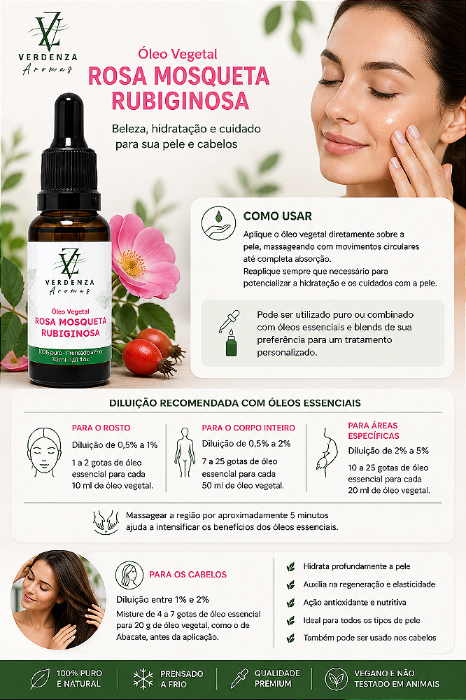 Óleo vegetal Rosa Mosqueta Rubiginosa Verdenza Aromas 30ml