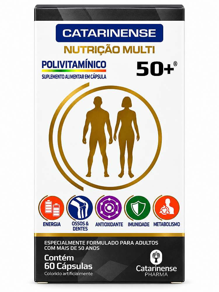 Polivitamínico 50+ Catarinense Nutrição Multi 60 Cápsulas Sem Sabor