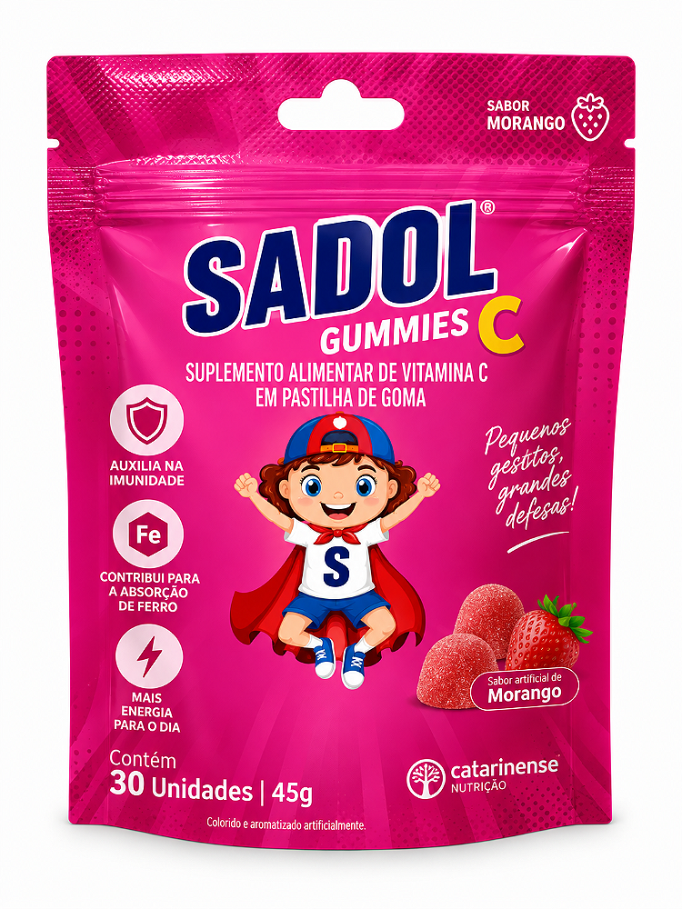 Sadol Gummies Vitamina C Infantil Morango 30 Gomas Catarinense