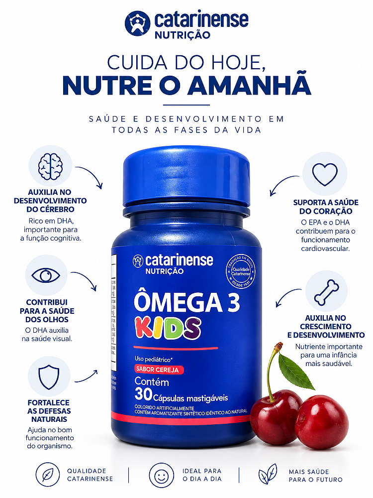 Omega 3 Infantil Kids Mastigável Criança Dha - Sabor Cereja Cereja