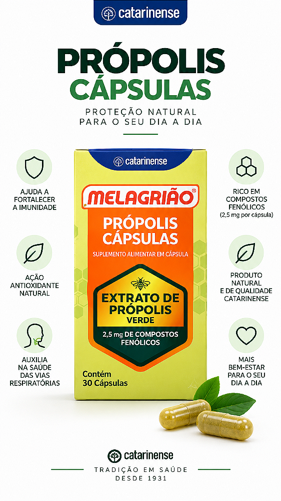 Própolis Verde Melagrião Catarinense 30 Cápsulas Extrato