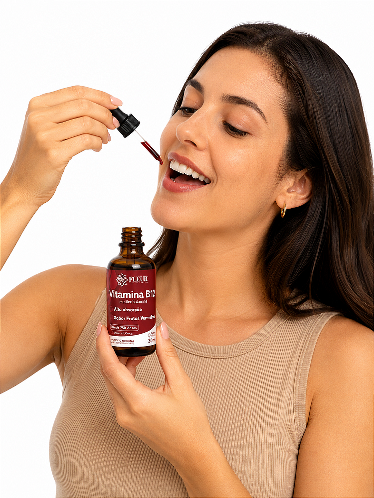 Vitamina B12 Fleur Sabor Frutas Vermelhas 30ml Sublingual Em Gotas Vegano