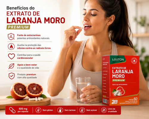 Lauton Extrato De Laranja Moro 500mg 60 Cápsulas Premium