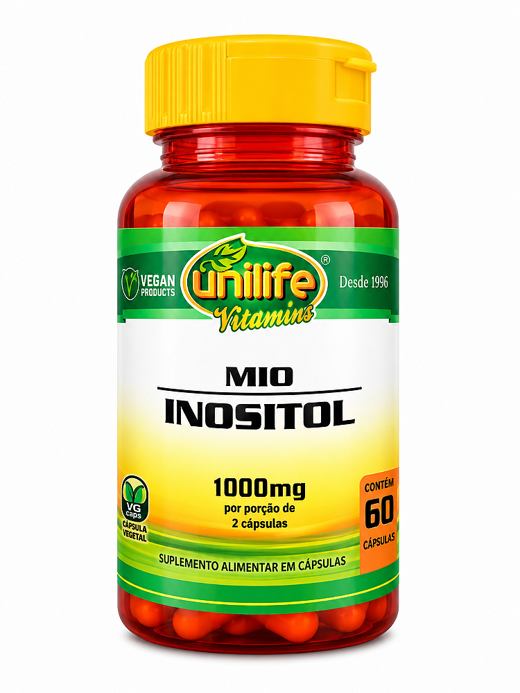 Inositol 1000mg Unilife Vitamins 60 Cápsulas Vegano Mio Sem Sabor