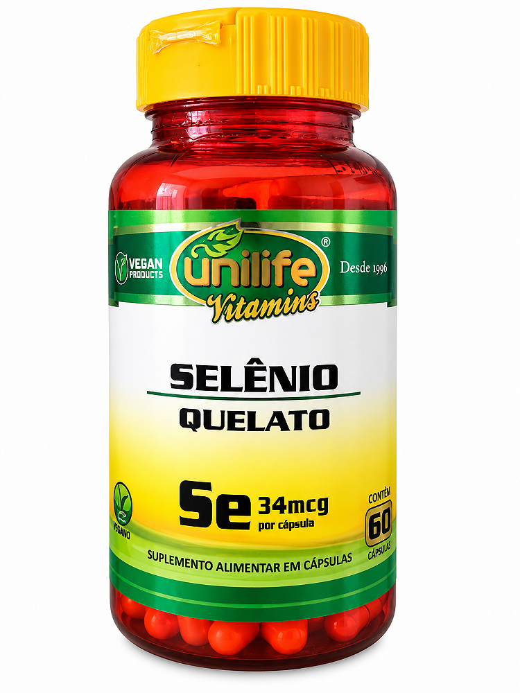 Selênio Quelato Se 34mcg Unilife Vitamins 60 Cápsulas Vegano